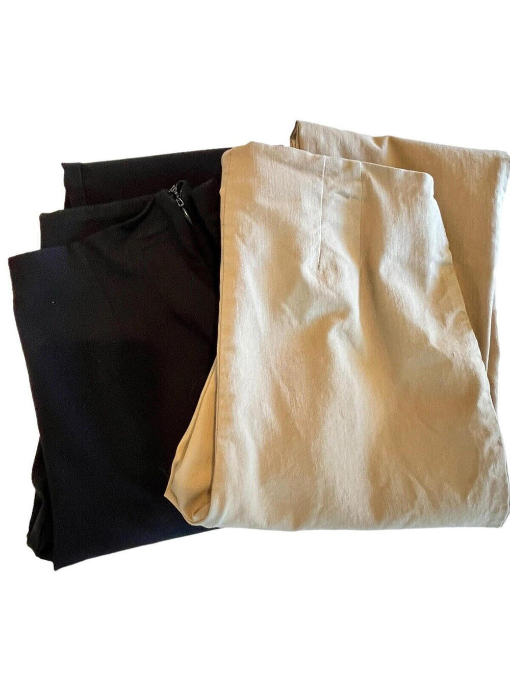 Time &Tru Casual Crop Capri  Pants 2 Pair Womens Size 10 Black and dark beige